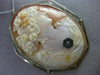 ESTATE LARGE .03CT OLD MINE DIAMOND 14K WHITE GOLD 3D LADY CAMEO BROOCH PENDANT