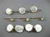 ESTATE LARGE MOTHER OF PEARL 14KT 2 TONE GOLD 3D MENS CUFFLINK & SHIRT STUD SET