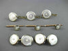 ESTATE LARGE MOTHER OF PEARL 14KT 2 TONE GOLD 3D MENS CUFFLINK & SHIRT STUD SET