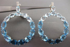 LARGE 60.62CT DIAMOND & MULTI GEM 14K WHITE GOLD CIRCLE OF LIFE HANGING EARRINGS
