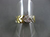ANTIQUE WIDE .30CT DIAMOND 18KT WHITE & YELLOW GOLD FLEXIBLE LEAF FUN RING #162