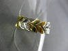 ANTIQUE WIDE .30CT DIAMOND 18KT WHITE & YELLOW GOLD FLEXIBLE LEAF FUN RING #162