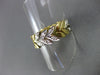 ANTIQUE WIDE .30CT DIAMOND 18KT WHITE & YELLOW GOLD FLEXIBLE LEAF FUN RING #162