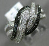 WIDE 1CT WHITE & BLACK DIAMOND 14KT WHITE GOLD MULTI ROW INFINITY LOVE KNOT RING