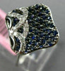 ESTATE 1.13CT DIAMOND & AAA SAPPHIRE 14KT WHITE GOLD 3D SQUARE FLOWER FUN RING