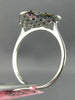 ESTATE 1.13CT DIAMOND & AAA SAPPHIRE 14KT WHITE GOLD 3D SQUARE FLOWER FUN RING