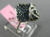 ESTATE 1.13CT DIAMOND & AAA SAPPHIRE 14KT WHITE GOLD 3D SQUARE FLOWER FUN RING