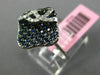 ESTATE 1.13CT DIAMOND & AAA SAPPHIRE 14KT WHITE GOLD 3D SQUARE FLOWER FUN RING