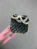 ESTATE 1.13CT DIAMOND & AAA SAPPHIRE 14KT WHITE GOLD 3D SQUARE FLOWER FUN RING