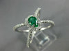 LARGE .86CT DIAMOND & COLOMBIAN EMERALD 18K WHITE GOLD 3D CRISS CROSS RING 26633