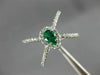 LARGE .86CT DIAMOND & COLOMBIAN EMERALD 18K WHITE GOLD 3D CRISS CROSS RING 26633