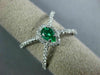 LARGE .86CT DIAMOND & COLOMBIAN EMERALD 18K WHITE GOLD 3D CRISS CROSS RING 26633