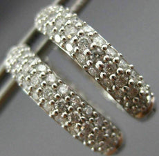 ESTATE WIDE 1.8CT DIAMOND 14K WHITE GOLD DOUBLE SIDED HUGGIE HOOP EARRINGS 18606