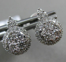 ESTATE .58CT ROUND DIAMOND 18KT WHITE GOLD 3D CLUSTER HALO STUD EARRINGS F/G VS