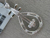 ESTATE .14CT DIAMOND 18K WHITE GOLD 3D ETOILE PEAR SHAPE GUITAR FLOATING PENDANT