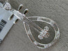 ESTATE .14CT DIAMOND 18K WHITE GOLD 3D ETOILE PEAR SHAPE GUITAR FLOATING PENDANT