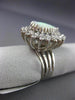 ANTIQUE LARGE 3.45CT OLD MINE DIAMOND & OPAL 14KT WHITE GOLD TEAR DROP RING #820