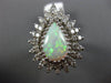 ANTIQUE LARGE 3.45CT OLD MINE DIAMOND & OPAL 14KT WHITE GOLD TEAR DROP RING #820