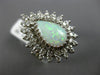 ANTIQUE LARGE 3.45CT OLD MINE DIAMOND & OPAL 14KT WHITE GOLD TEAR DROP RING #820