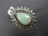 ANTIQUE LARGE 3.45CT OLD MINE DIAMOND & OPAL 14KT WHITE GOLD TEAR DROP RING #820