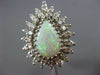 ANTIQUE LARGE 3.45CT OLD MINE DIAMOND & OPAL 14KT WHITE GOLD TEAR DROP RING #820