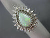 ANTIQUE LARGE 3.45CT OLD MINE DIAMOND & OPAL 14KT WHITE GOLD TEAR DROP RING #820