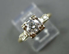 ANTIQUE .57CT DIAMOND 14KT TWO TONE GOLD FILIGREE FISHTAIL ENGAGEMENT RING #9122