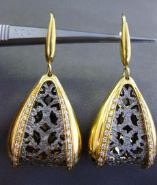 ESTATE .50CT DIAMOND 14K BLACK & YELLOW GOLD FILIGREE HANGING LEVERBACK EARRINGS