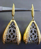 ESTATE .50CT DIAMOND 14K BLACK & YELLOW GOLD FILIGREE HANGING LEVERBACK EARRINGS