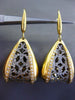 ESTATE .50CT DIAMOND 14K BLACK & YELLOW GOLD FILIGREE HANGING LEVERBACK EARRINGS