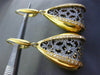ESTATE .50CT DIAMOND 14K BLACK & YELLOW GOLD FILIGREE HANGING LEVERBACK EARRINGS