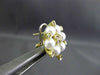 ESTATE LARGE .62CT DIAMOND & PEARL 18KT TWO TONE GOLD 3D FLOWER CLIP ON EARRINGS