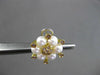 ESTATE LARGE .62CT DIAMOND & PEARL 18KT TWO TONE GOLD 3D FLOWER CLIP ON EARRINGS