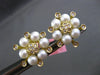 ESTATE LARGE .62CT DIAMOND & PEARL 18KT TWO TONE GOLD 3D FLOWER CLIP ON EARRINGS