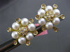 ESTATE LARGE .62CT DIAMOND & PEARL 18KT TWO TONE GOLD 3D FLOWER CLIP ON EARRINGS
