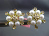 ESTATE LARGE .62CT DIAMOND & PEARL 18KT TWO TONE GOLD 3D FLOWER CLIP ON EARRINGS