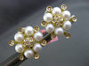 ESTATE LARGE .62CT DIAMOND & PEARL 18KT TWO TONE GOLD 3D FLOWER CLIP ON EARRINGS