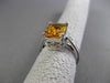 ANTIQUE 3.24CT DIAMOND & AAA CITRINE 14KT WHITE GOLD FILIGREE EMERALD CUT RING