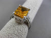 ANTIQUE 3.24CT DIAMOND & AAA CITRINE 14KT WHITE GOLD FILIGREE EMERALD CUT RING