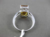 ANTIQUE 3.24CT DIAMOND & AAA CITRINE 14KT WHITE GOLD FILIGREE EMERALD CUT RING