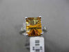 ANTIQUE 3.24CT DIAMOND & AAA CITRINE 14KT WHITE GOLD FILIGREE EMERALD CUT RING