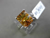 ANTIQUE 3.24CT DIAMOND & AAA CITRINE 14KT WHITE GOLD FILIGREE EMERALD CUT RING