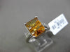 ANTIQUE 3.24CT DIAMOND & AAA CITRINE 14KT WHITE GOLD FILIGREE EMERALD CUT RING