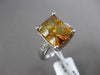 ANTIQUE 3.24CT DIAMOND & AAA CITRINE 14KT WHITE GOLD FILIGREE EMERALD CUT RING