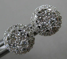 ESTATE .53CT ROUND DIAMOND 18KT WHITE GOLD 3D CLASSIC HALO CLUSTER STUD EARRINGS