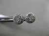 ESTATE .53CT ROUND DIAMOND 18KT WHITE GOLD 3D CLASSIC HALO CLUSTER STUD EARRINGS