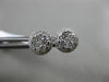 ESTATE .53CT ROUND DIAMOND 18KT WHITE GOLD 3D CLASSIC HALO CLUSTER STUD EARRINGS
