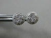 ESTATE .53CT ROUND DIAMOND 18KT WHITE GOLD 3D CLASSIC HALO CLUSTER STUD EARRINGS