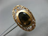 ANTIQUE MASSIVE 12.0CT AAA SMOKY TOPAZ 14K ROSE GOLD 3D OPEN FILIGREE OVAL RING