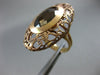 ANTIQUE MASSIVE 12.0CT AAA SMOKY TOPAZ 14K ROSE GOLD 3D OPEN FILIGREE OVAL RING